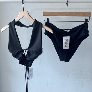 STOCKING STUFFER 🎁 | NWT Black Lace-Up Bikini Set